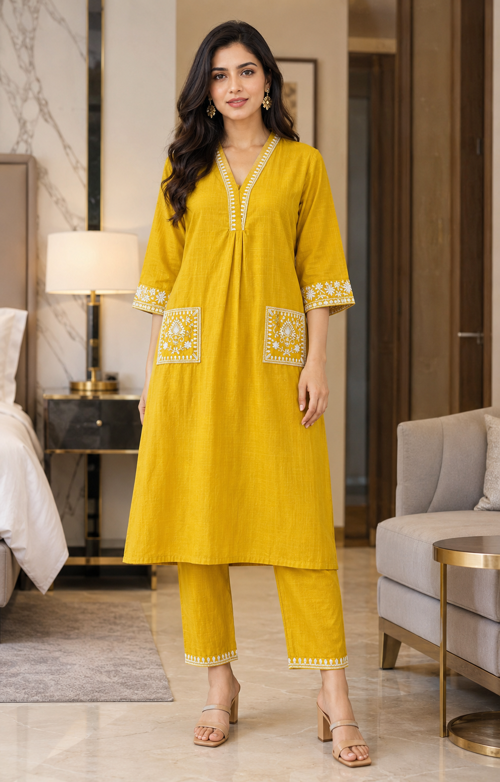 Crossandra Yellow Kurta Set