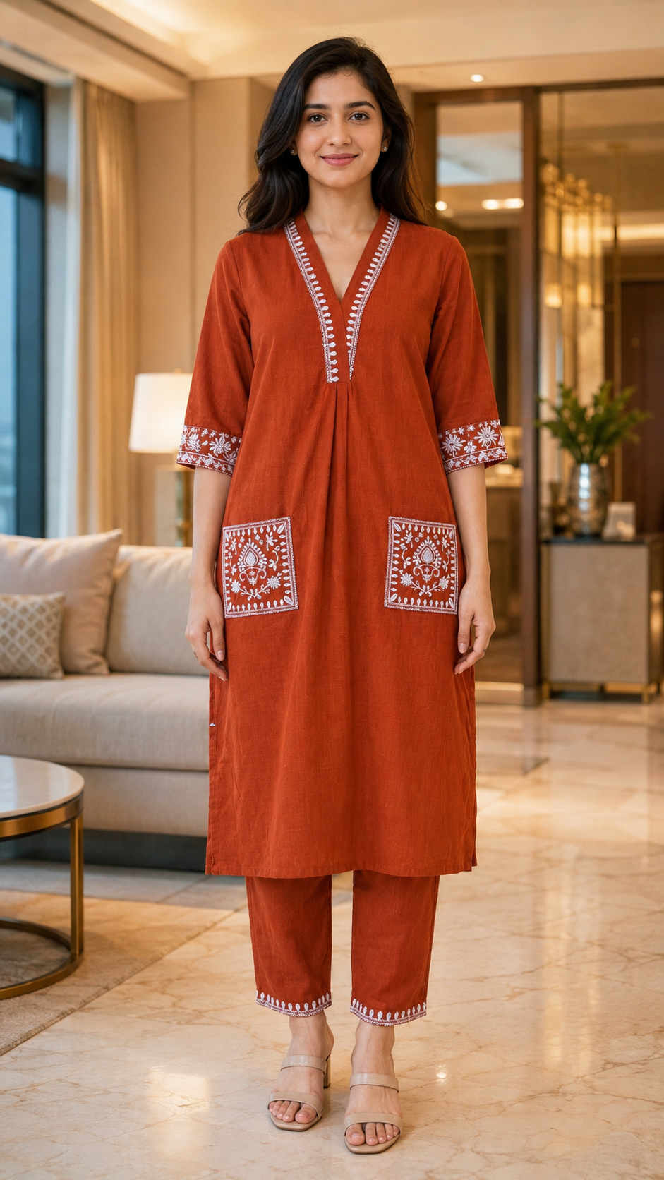 Rustic Orange Kurta Set