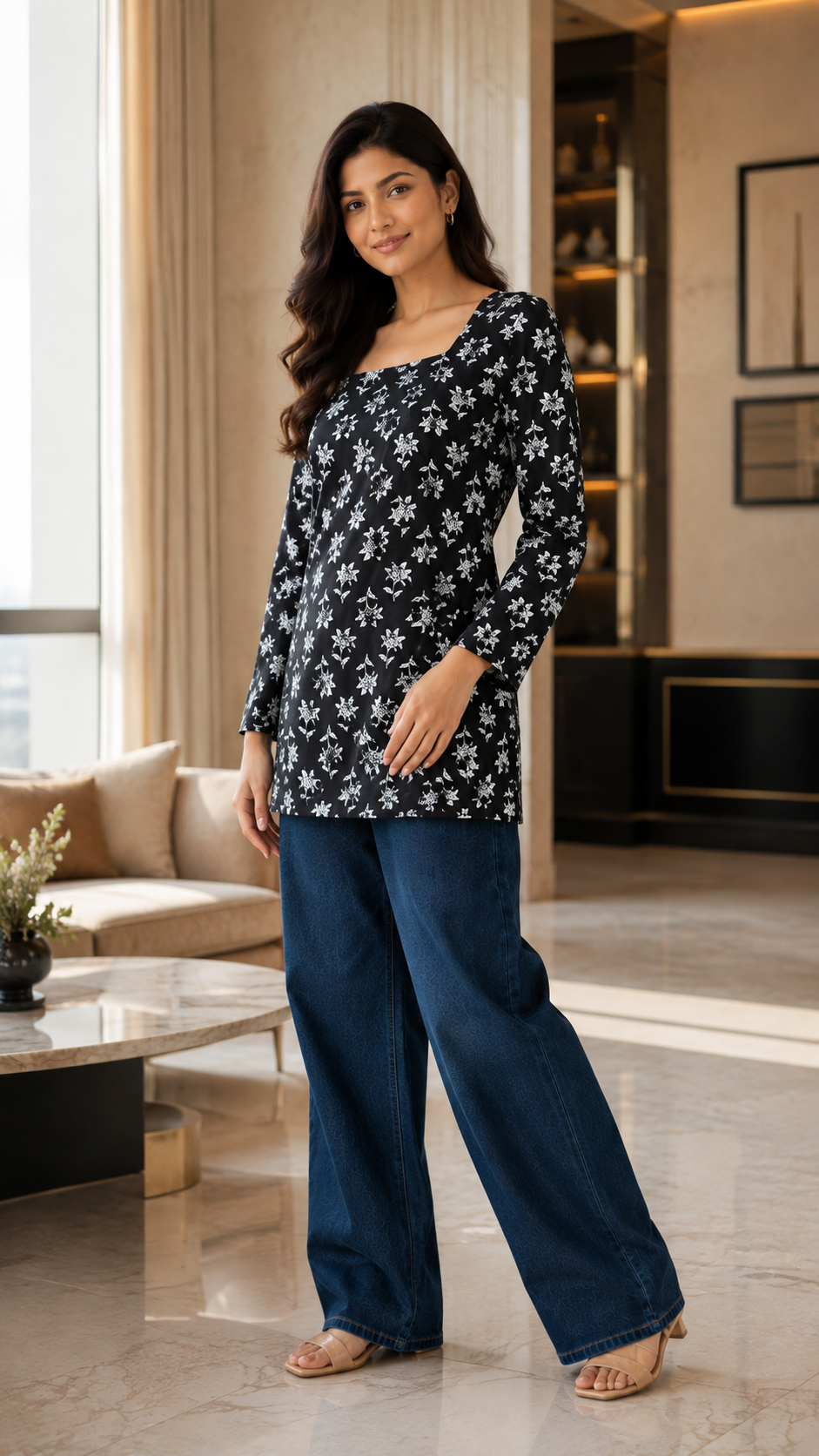 Kalaakari Black Short Kurti