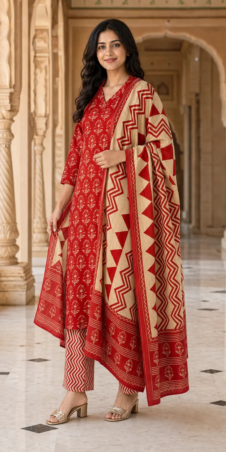 Reddish Naaz Cotton Suit Set