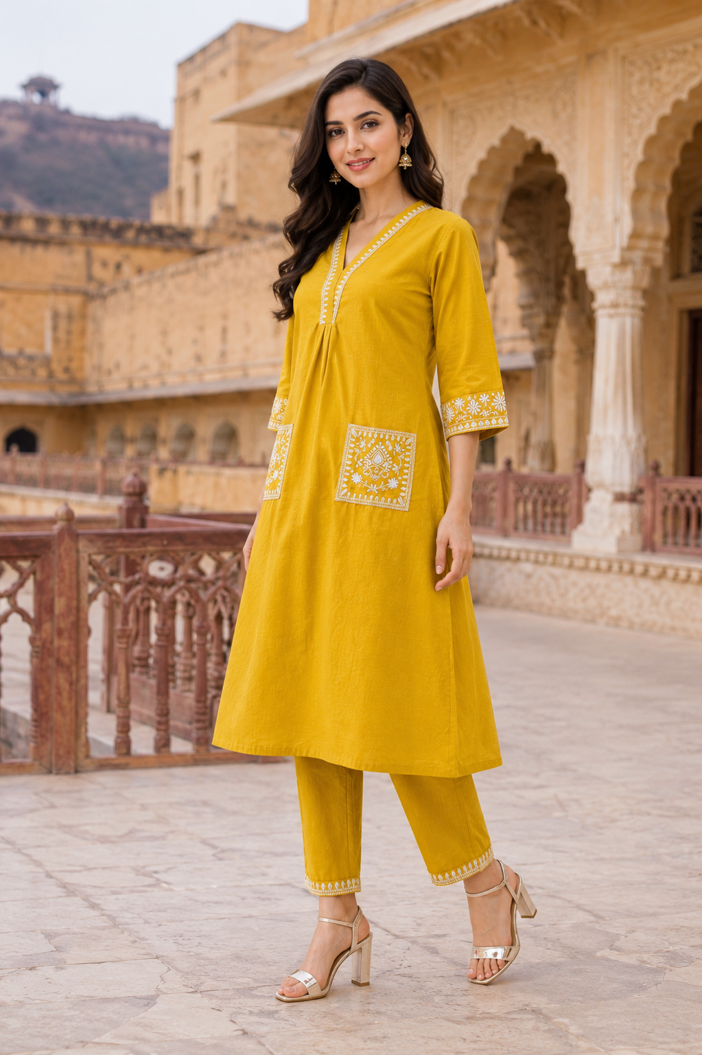 Crossandra Yellow Kurta Set