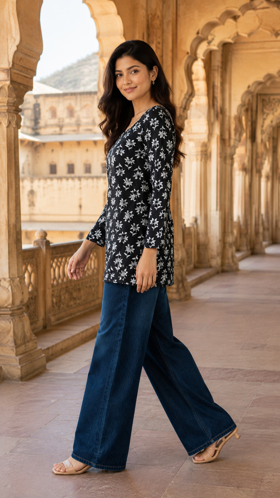Kalaakari Black Short Kurti