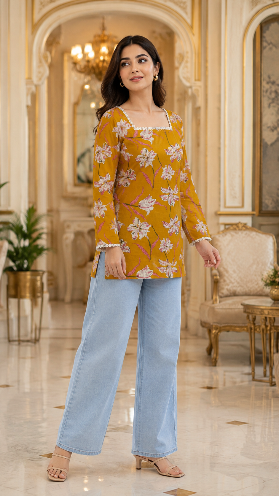 Mustard Yellow Short Kurti