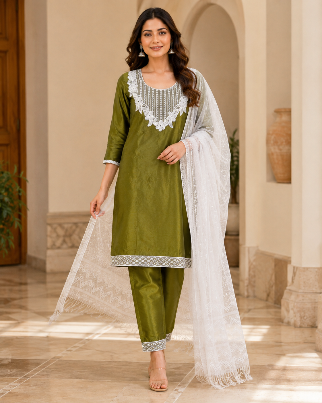 Khaki Gulbahaar Suit Set