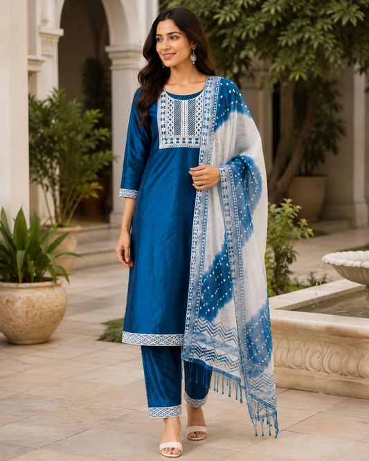 Blue Gulab Kashish Suit Set