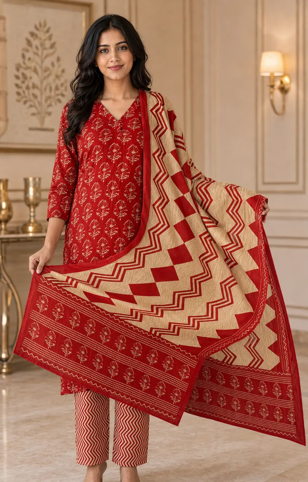 Reddish Naaz Cotton Suit Set